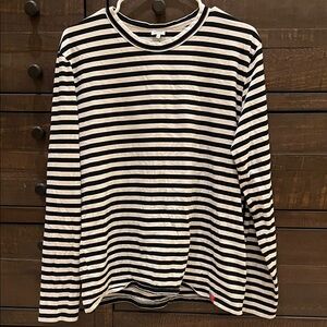 Designer Kule Black and White Striped Long Sleeve Shirt